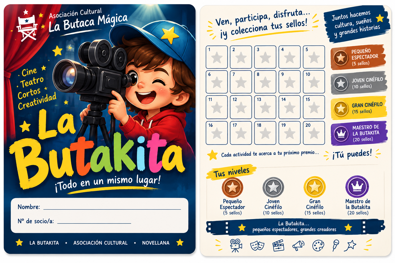 Carné de La Butakita con veinte casillas para coleccionar sellos